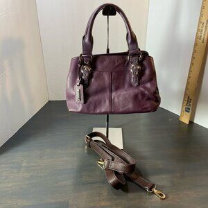 Tignanello Genuine Leather Satchel + Crossbody Strap – Plum Purple